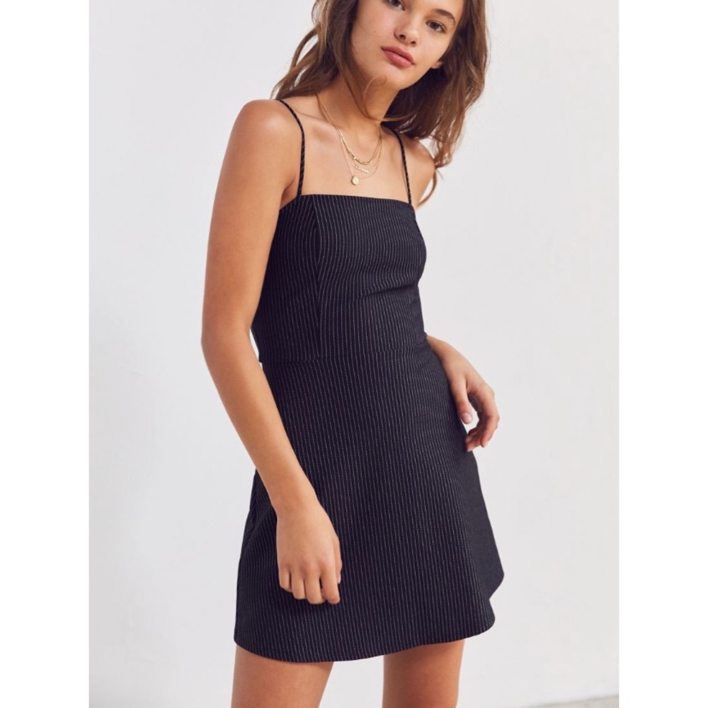 Urban Outfitters pinstriped navy mini dress (L)